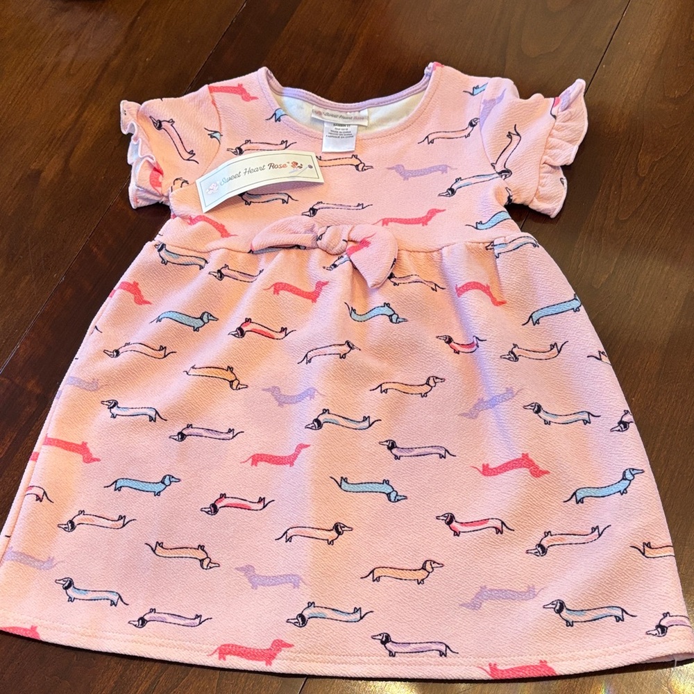 Sweet Heart Rose Pink Dog Pattern Dress